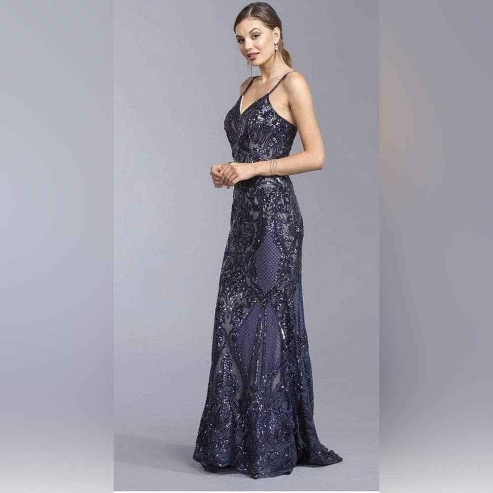 Sophisticated Dark Blue Maxi Dress